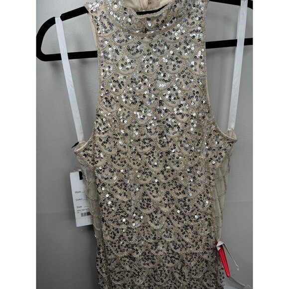 Mac Duggal 4818 Illusion Side High Neck Evening Gown Dress Formal Size 4 NWT - Picture 4 of 9